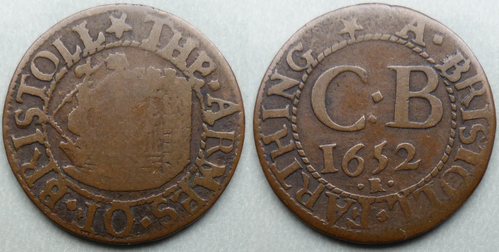 Bristol, city issue 1652 farthing N1477